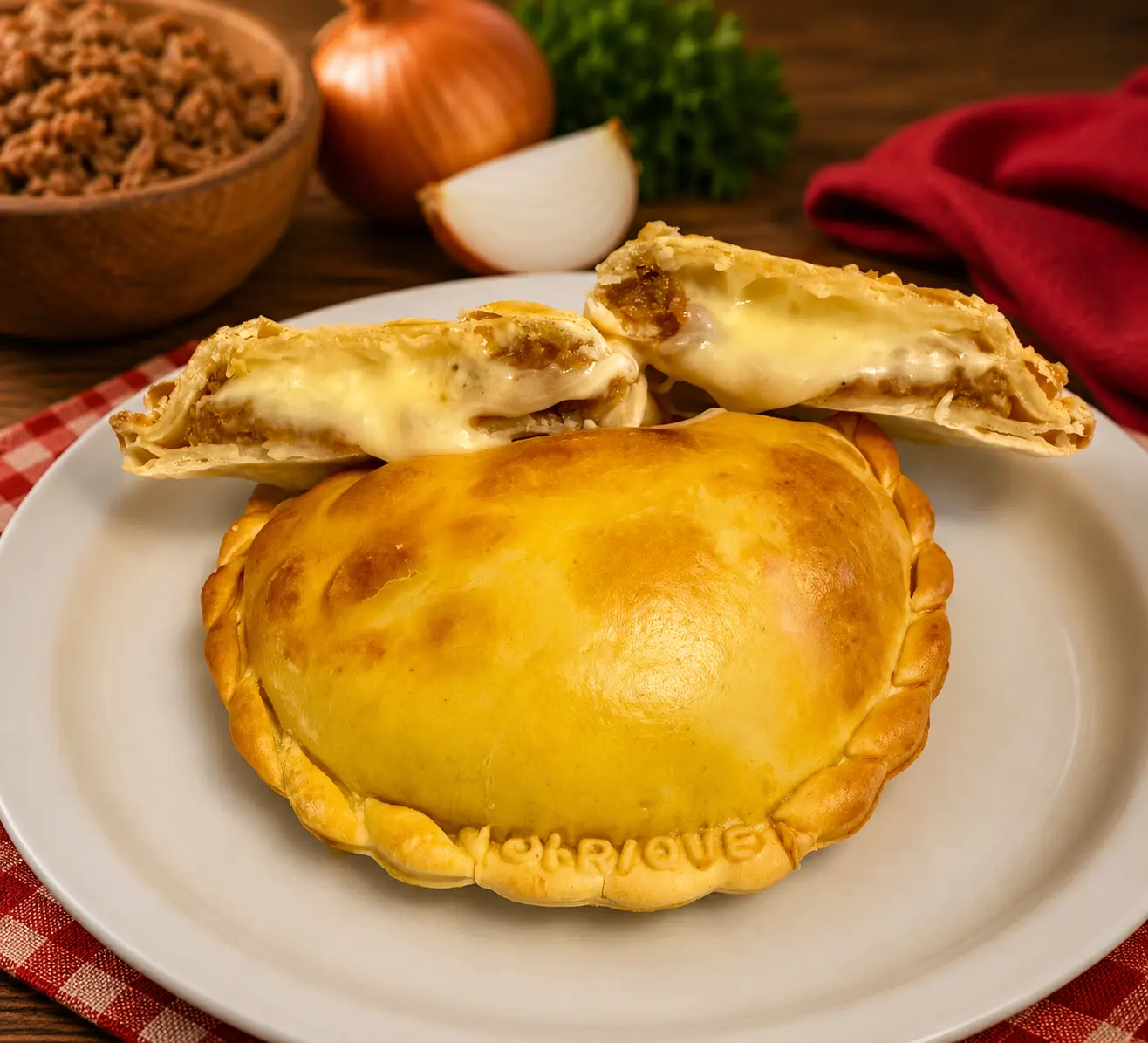 Pastel de forno carne com queijo Sabor do Alemão